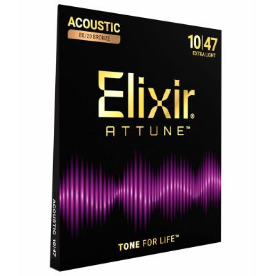 ELIXIR エリクサー 23002 ACOUSTIC ATTUNE 10-47 80/20 Bronze Extra Light アコースティックギター弦 全体