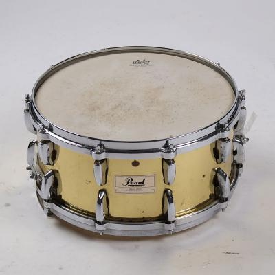 【中古】 スネアドラム パール Pearl Brass shell 14x6.5 Made in Japan 正面