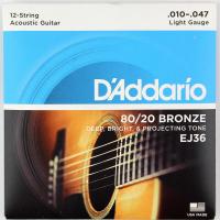 D'Addario EJ36 Bronze Light 12-string 12弦用アコースティックギター弦
