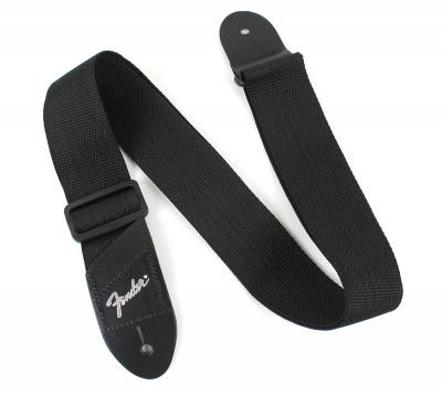 FENDER Economy Strap SILVER 2" Black Polyester Logo Straps フェンダーギターストラップ ナイロン ブラック シルバーロゴ