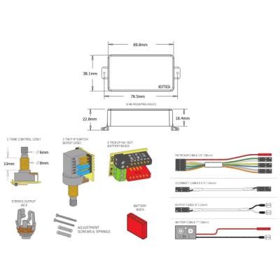 EMG 89 (EMG-89) BLACK エレキギター用 アクティブ ハムバッカー ピックアップ 寸法図