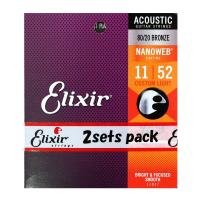 ELIXIR 11027-2P ACOUSTIC NANOWEB CT.LIGHT 11-52 アコースティックギター弦 2セットパック