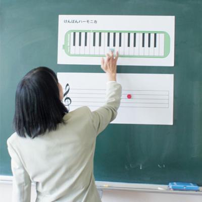 五線譜付きなので、運指と音階がより分かりやすく説明できます。