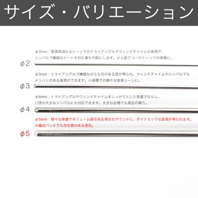 それぞれ特徴の異なるφ2mm~φ5mmまでのサイズバリエーション。