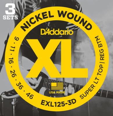 D'Addario EXL125-3D エレキギター弦/3セットパック