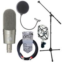 AUDIO-TECHNICA AT4080 リボンマイクロフォン マイクスタンド ケーブル ポップフィルター 4点セット