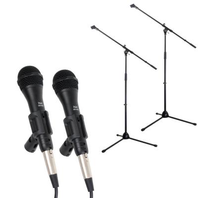 iSK DM-3600 ボーカル用 ダイナミックマイク 5mケーブル付き ブーム/ストレート兼用マイクスタンドセット×2セット