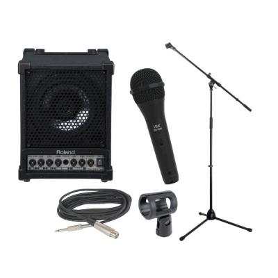 ROLAND CM-30 ポータブルミキシングモニター マイクケーブル付きダイナミックマイク マイクスタンド 簡易PA 3点セット