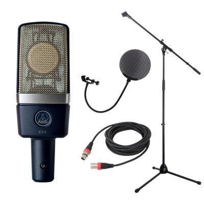 AKG C214 コンデンサーマイク マイクスタンド メタルポップフィルター Silk Road マイクケーブル 4点セット