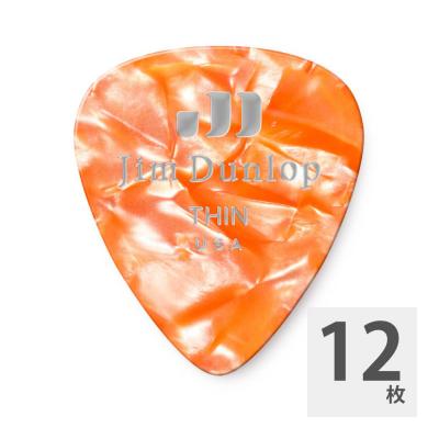 JIM DUNLOP 483 Genuine Celluloid Orange Pearloid Thin ギターピック×12枚