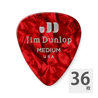 JIM DUNLOP 483 Genuine Celluloid Red Pearloid Medium ギターピック×36枚