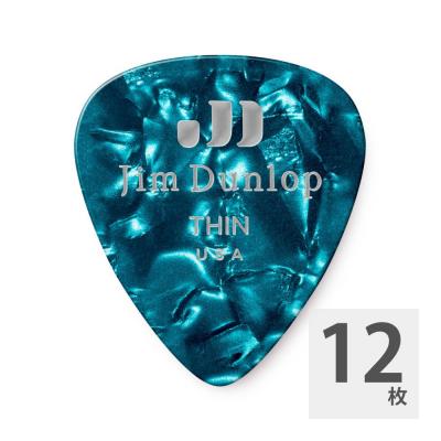 JIM DUNLOP 483 Genuine Celluloid Turquoise Pearloid Thin ギターピック×12枚
