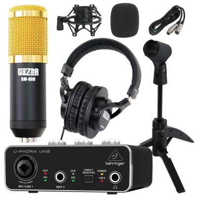 BEHRINGER UM2 U-PHORIA オーディオインターフェース コンデンサーマイク ブラック+ヘッドホン+スタンド セット