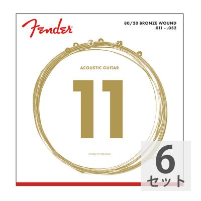 Fender 80/20 Bronze Acoustic Strings Ball End 70CL 011-052 Gauges アコースティックギター弦×6セット