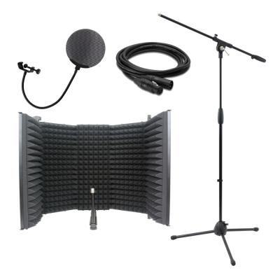 iSK RF-1 リフレクションフィルター Dicon Audio MS-101 ブームマイクスタンド Dicon Audio DCP-2 メタルポップフィルター Hosa CMK-020AU 6m ノイトリックプラグ マイクケーブル 4点セット