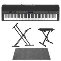 ROLAND FP-90X-BK Digital Piano ブラック デジタルピアノ スタンド ベンチ マット 4点セット [鍵盤 EMset]
