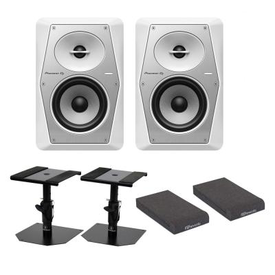 Pioneer DJ VM-50-W アクティブモニタースピーカー1ペア(2台) スピーカースタンド アイソレーションパッド付きセット