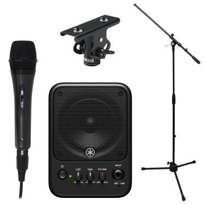 YAMAHA MS101-4 パワードモニタースピーカー 1本 ダイナミックマイク(ARIA AMC-1000)・スタンド・アダプター付きセット
