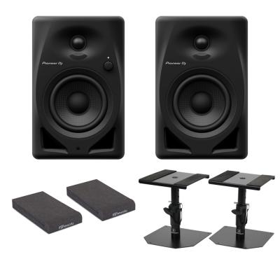 Pioneer DJ DM-40D Black パワードモニタースピーカー 1ペア(2台) スピーカースタンド アイソレーションパッド付きセット