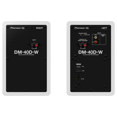 Pioneer DJ DM-40D White パワードモニタースピーカー 1ペア（2台） ホワイト 白 スピーカースタンド アイソレーションパッド付きセット 背面画像