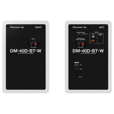 Pioneer DJ DM-40D-BT-W White Bluetooth搭載 パワードモニタースピーカー 1ペア（2台） 白 ホワイト Dicon Audio SS-032R 卓上スタンド ペア セット 背面画像