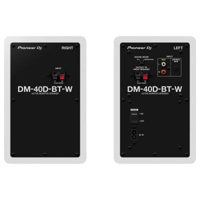 Pioneer DJ DM-40D-BT-W White Bluetooth搭載 パワードモニタースピーカー 1ペア(2台) 白 ホワイト スピーカースタンド アイソレーションパッド付きセット 背面画像