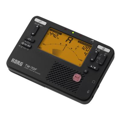 チューナー メトロノーム コルグ KORG TM-70F BK 電池 コンタクトマイク FA-01M付きセット 吹奏楽 管楽器 弦楽器 ブラスバンド オーケストラ チューナーメトロノーム 黒 ブラック 全体像