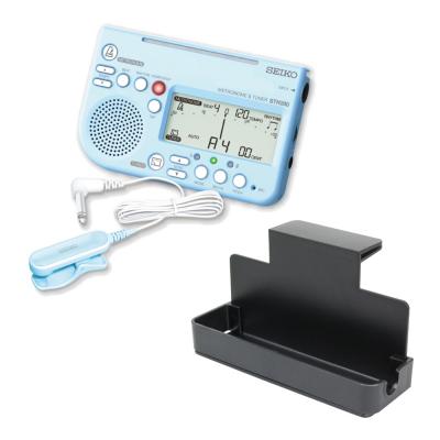 チューナーメトロノーム&ピックアップマイク SEIKO セイコー STH200BL SP スペシャルパック ブルー 譜面台トレイラック付きセット