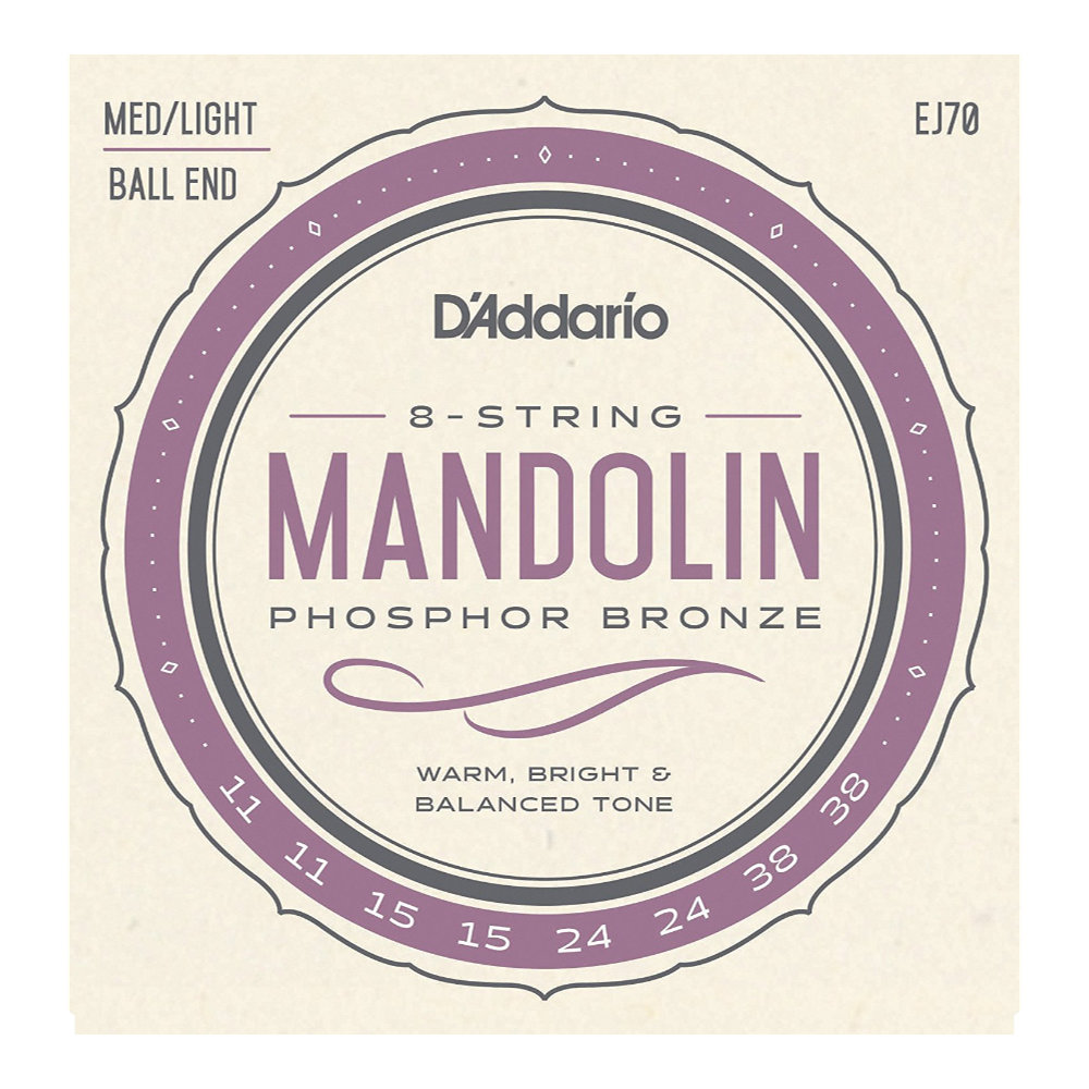 D'Addario ダダリオ EJ70 Phosphor Bronze Mandolin Strings Ball End Medium/Light 11-38 マンドリン弦
