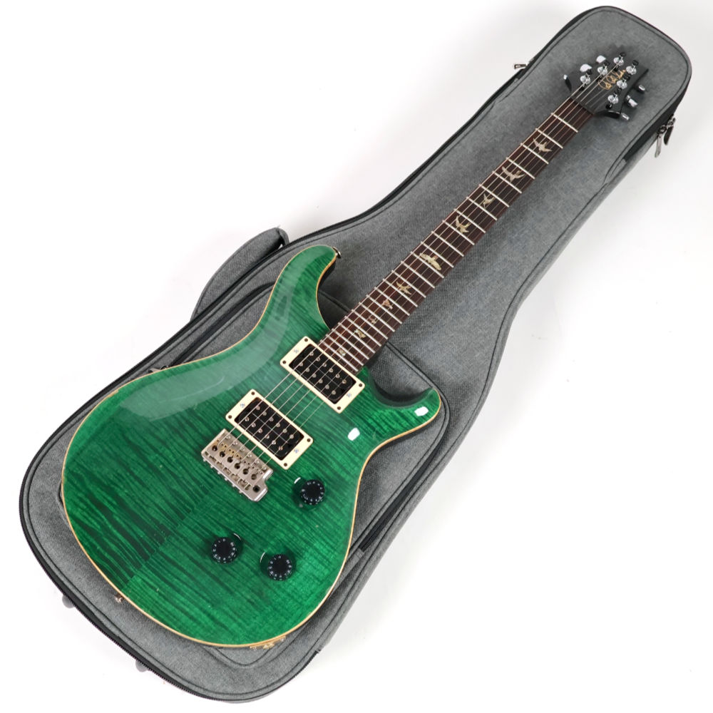 【中古】 エレキギター PRS Custom 24 Emerald Green 10Top Bird 白濁あり ケース欠品 2002年製