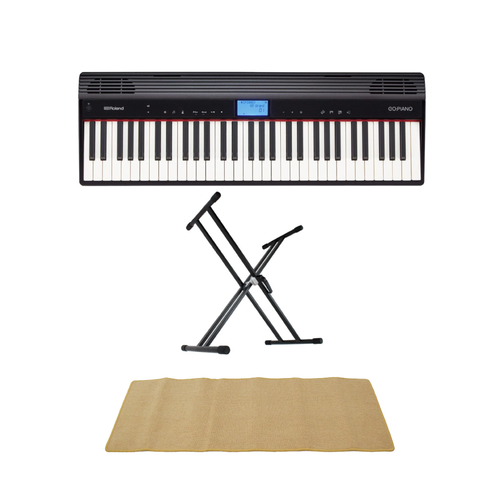 ローランド ROLAND GO-61P GO:PIANO エントリーキーボード ピアノ KS-020 X型スタンド ピアノマット(クリーム)付きセット