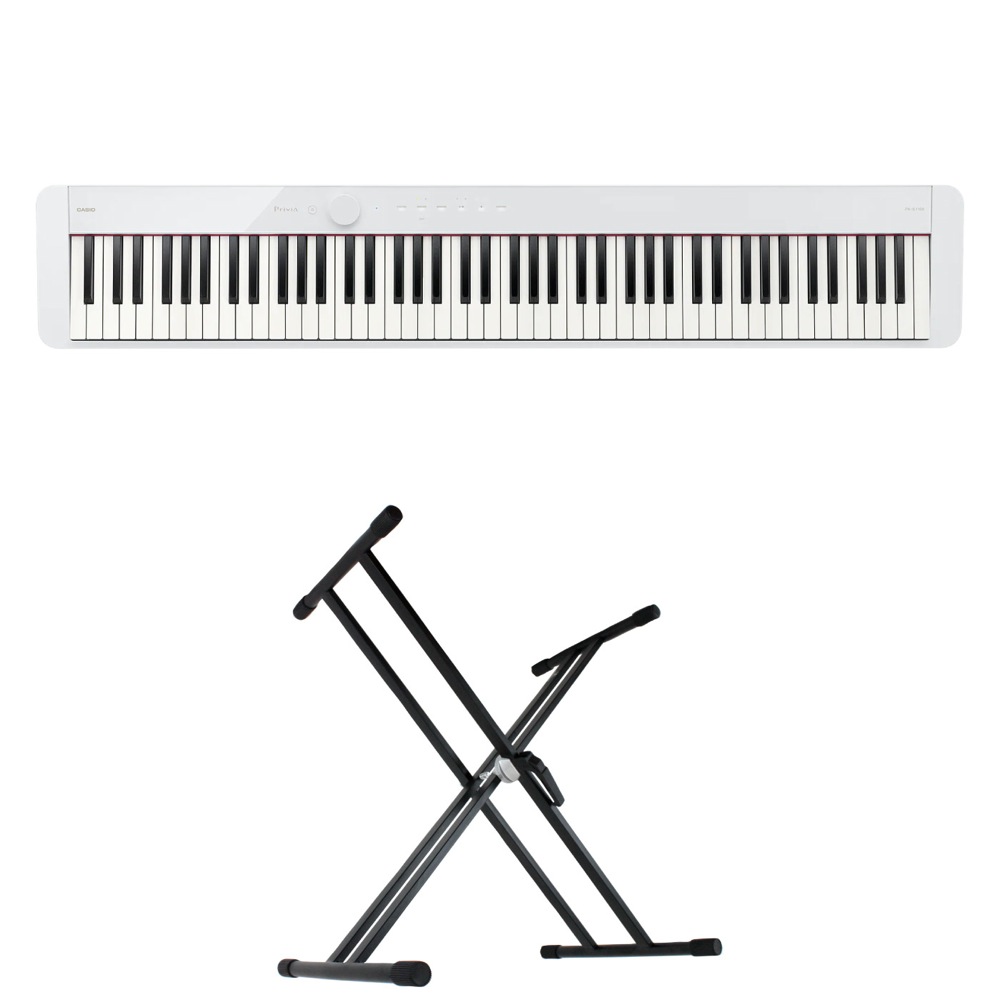 カシオ CASIO Privia PX-S1100 WE 電子ピアノ キーボードスタンド 2点セット [鍵盤 Aset]
