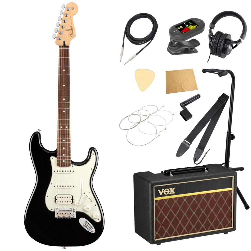 フェンダー Fender Player Stratocaster HSS PF Black エレキギター VOXアンプ付き 入門11点 初心者セット
