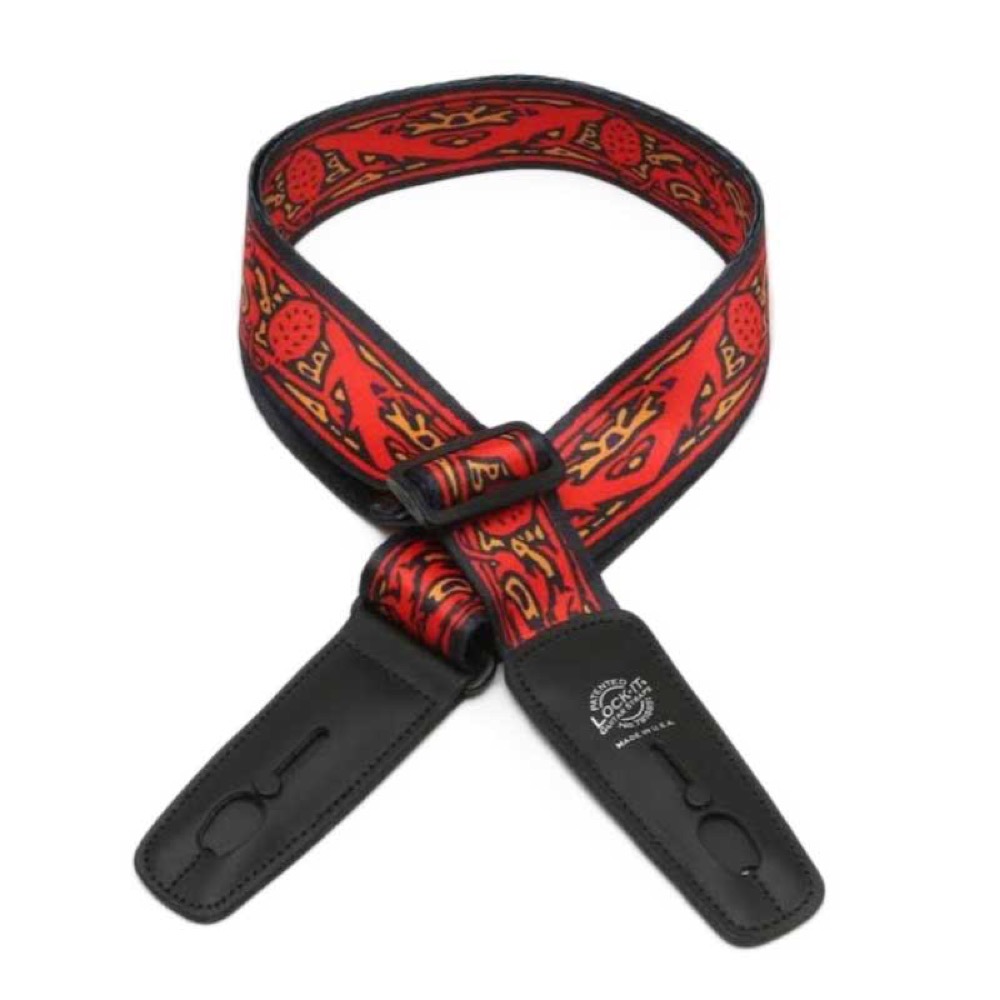 LOCK-IT STRAP RED THISTLES ロック機構付きギターストラップ