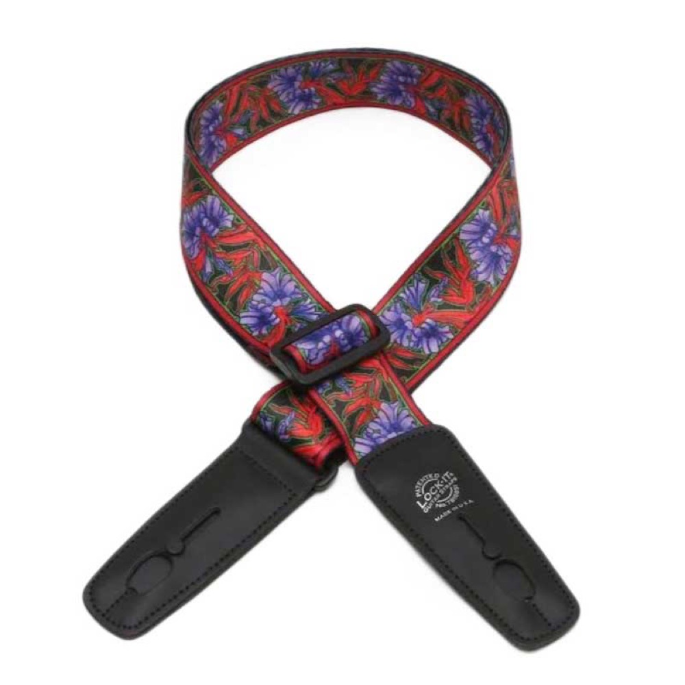 LOCK-IT STRAP PURPLE FLOWERS ロック機構付きギターストラップ