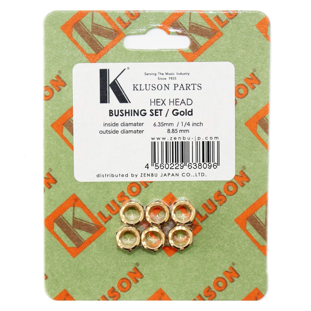 KLUSON BUSHING SET 6.35-8.85/Gold/HEXA ギターペグ用ブッシュ 6個セット