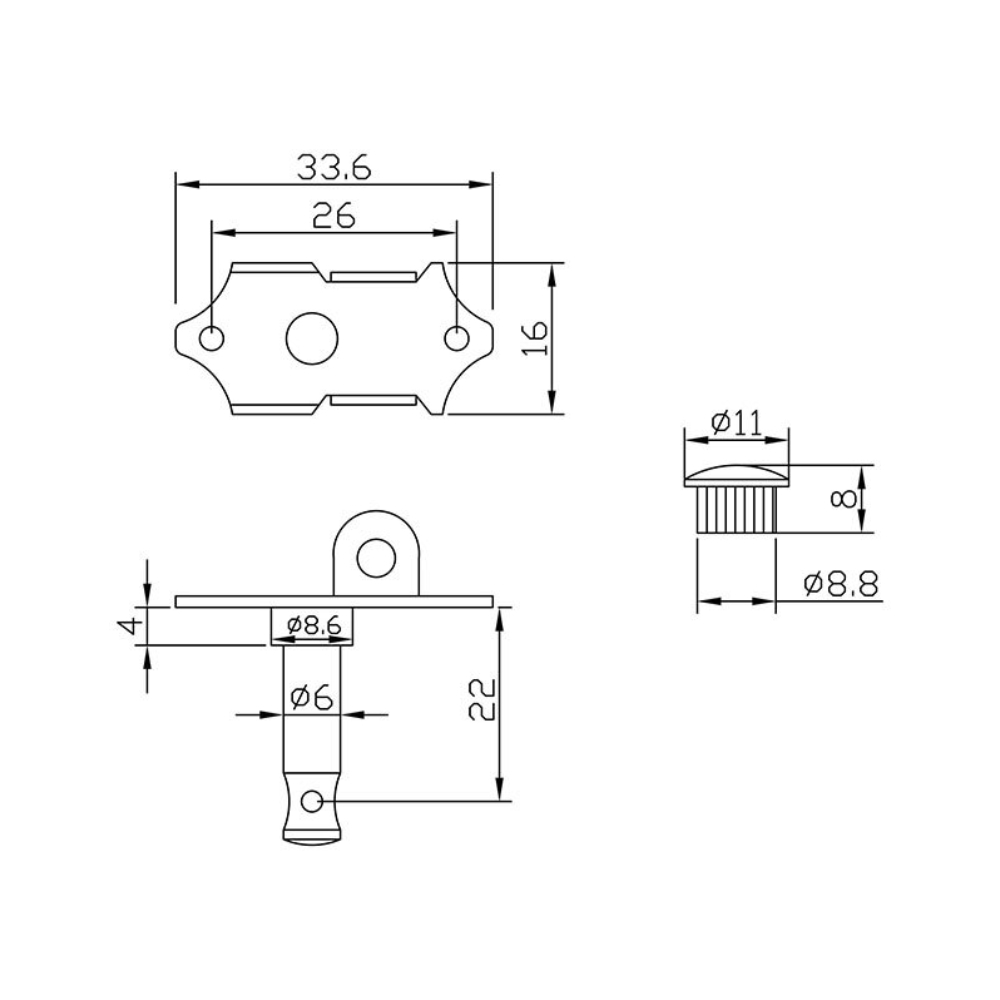 ARIA AT-280A ギター用 3対3ペグ 寸法図