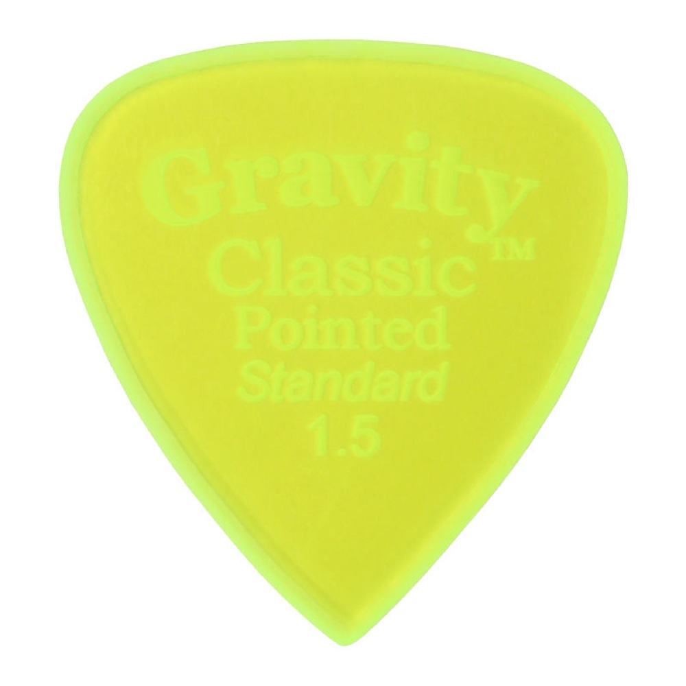 GRAVITY GUITAR PICKS Classic Pointed -Standard Master Finish- GCPS15M 1.5mm Fluorescent Green ギターピック