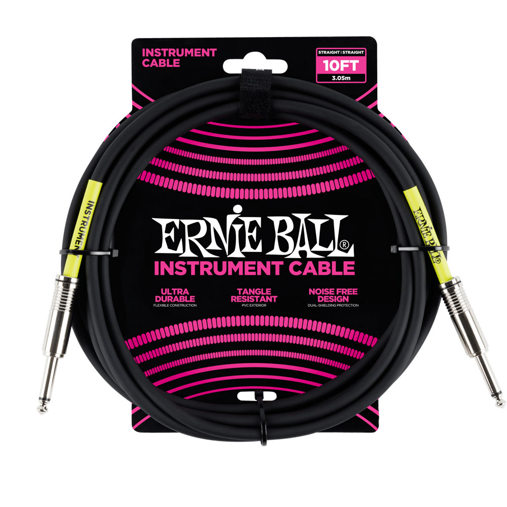 ERNIE BALL 6048 10' STRAIGHT/STRAIGHT INSTRUMENT CABLE BLACK ギターケーブル