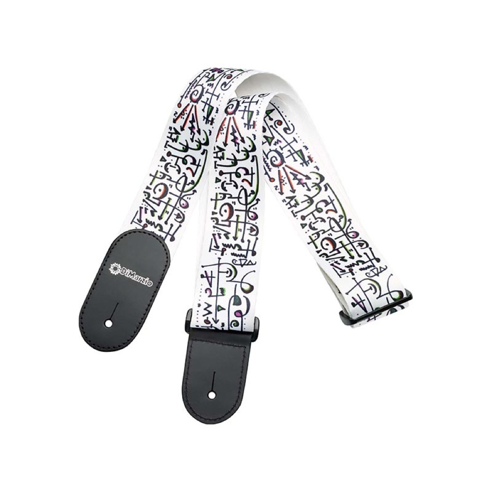 Dimarzio DD3142 Art Print with Leather Ends Art Strap White ギターストラップ