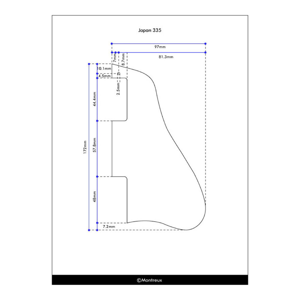 Montreux Japan 335 pickguard relic Retrovibe Parts No.723 ピックガード 寸法図