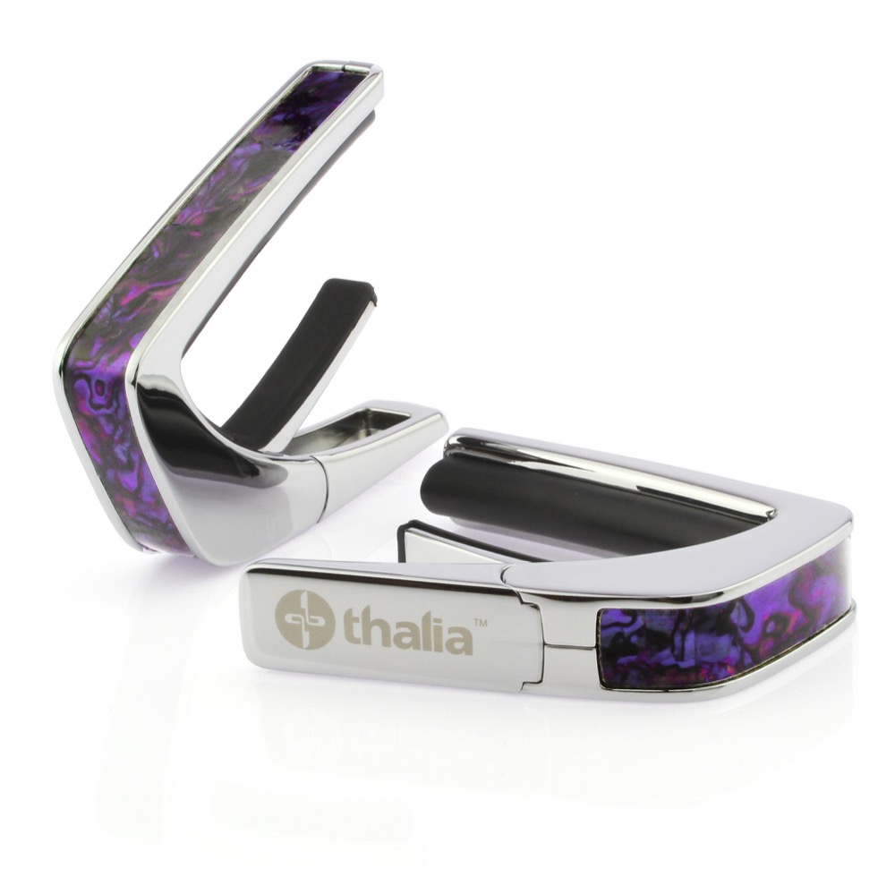 Thalia Capo 200 in Chrome Finish with Purple Paua Inlay カポタスト