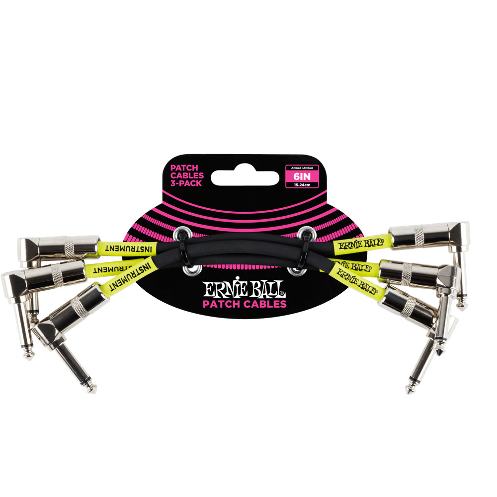 ERNIE BALL 6050 6" ANGLE/ANGLE PATCH CABLE 3-PACK BLACK パッチケーブル 3本セット