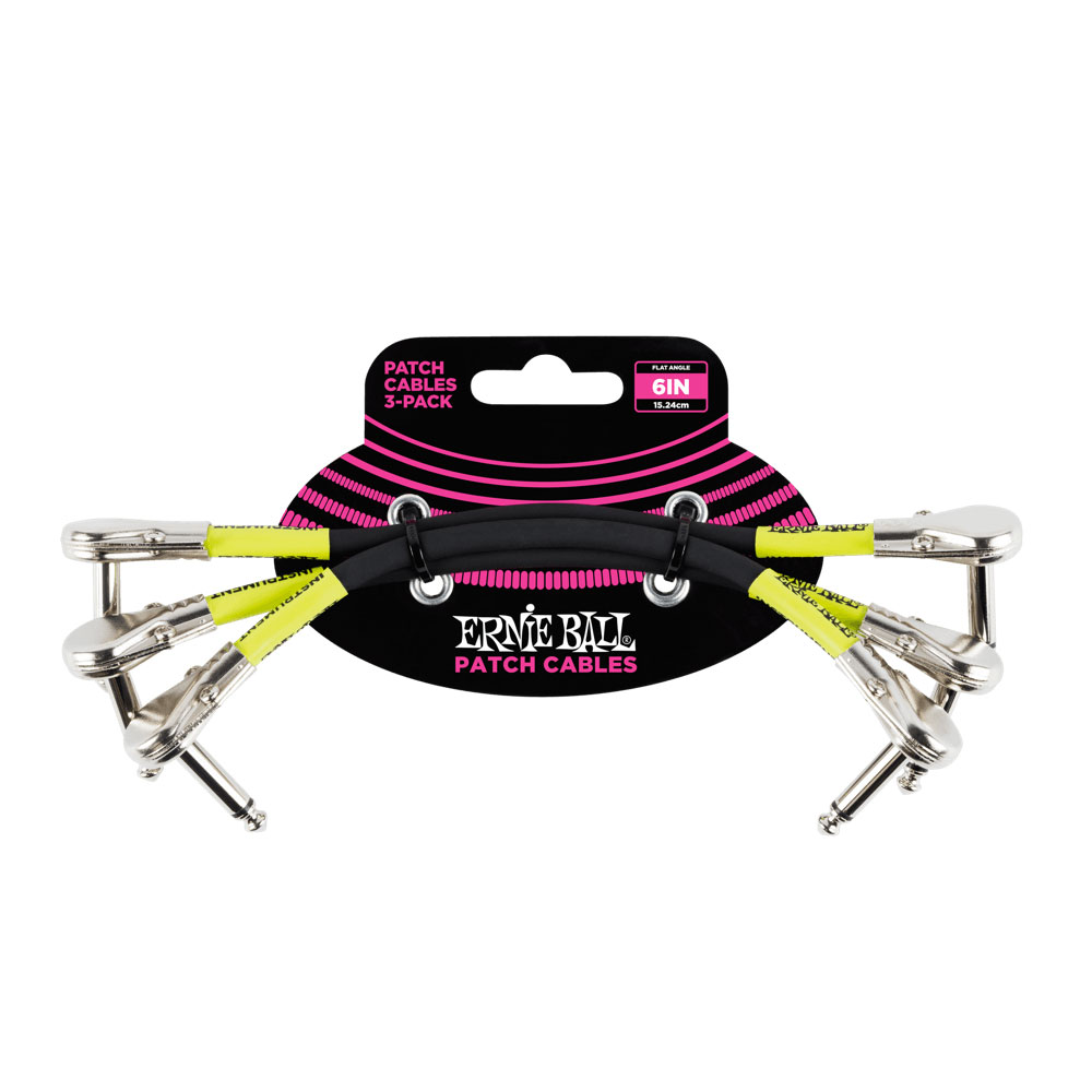ERNIE BALL 6059 6" FLAT ANGLE/FLAT ANGLE PATCH CABLE 3-PACK BLACK パッチケーブル 3本セット
