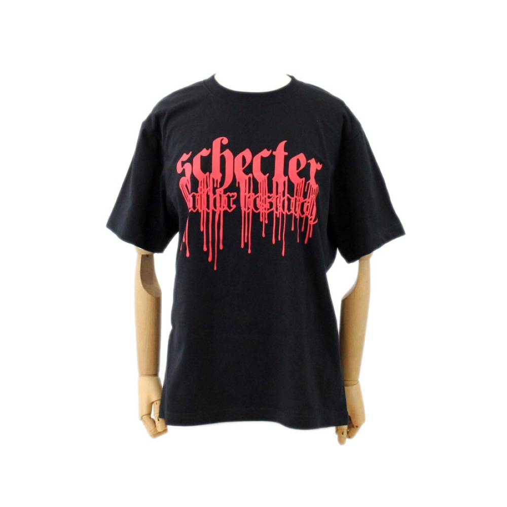 SCHECTER 垂れ文字赤ロゴ Tシャツ Black Sサイズ