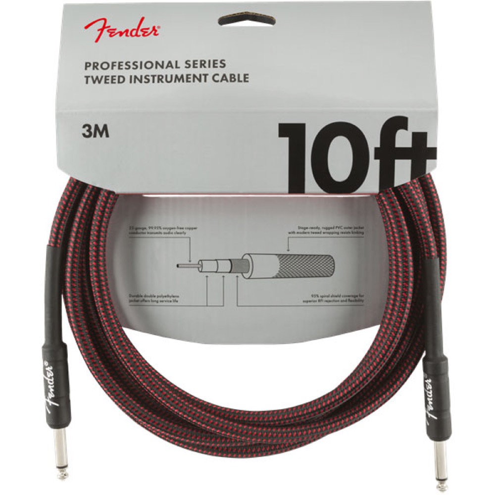 Fender Professional Series Instrument Cable SS 10’ Red Tweed ギターケーブル