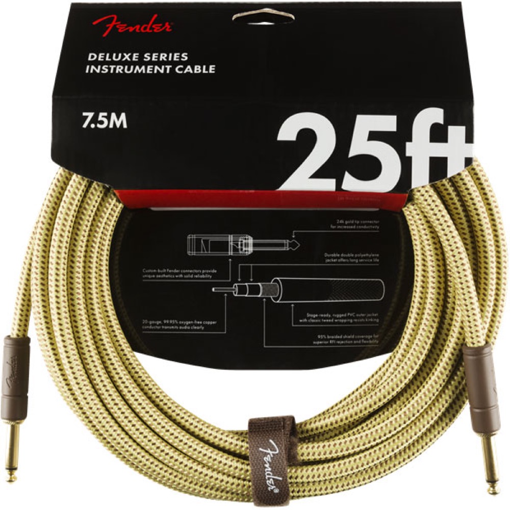 Fender Deluxe Series Instrument Cables SS 25’ Tweed ギターケーブル