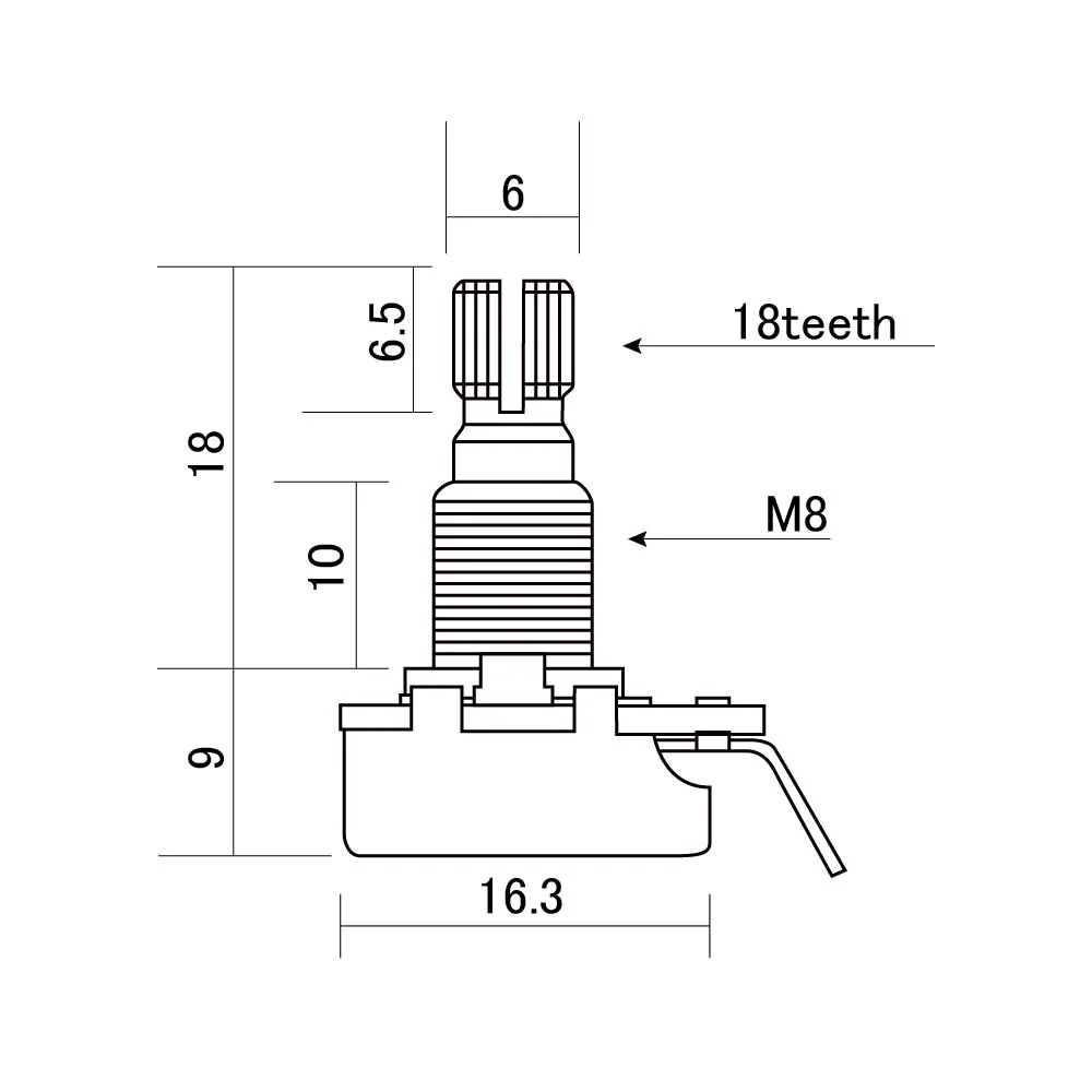 Alpha ALP-5001 ミニポット 500KΩ Aカーブ スプリットシャフト 詳細画像
