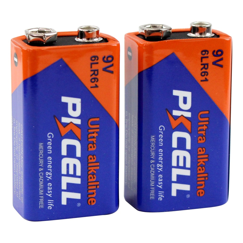PKCELL BATTERY 6LR61-2B 9Vアルカリ電池 2個パック