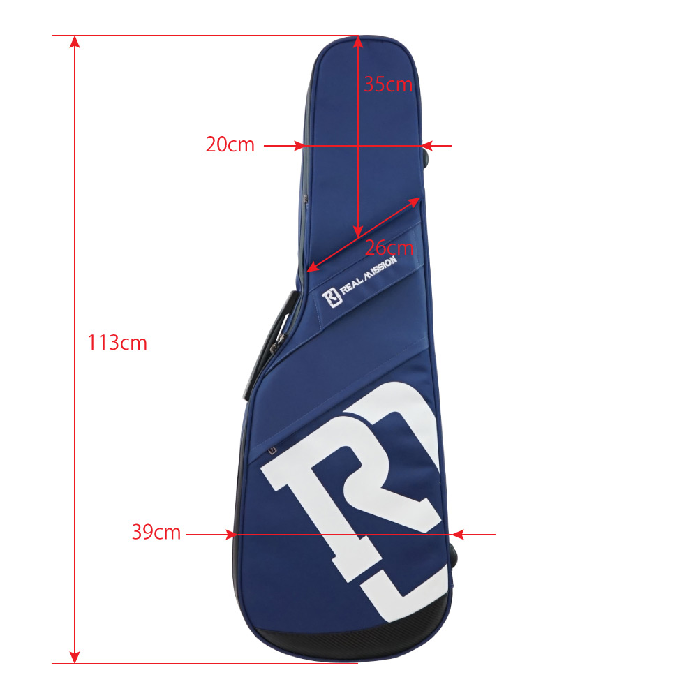 REAL MISSION Venus 08-E Blue 防水 エレキギターケース 寸法 サイズ画像